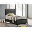 Pemberly Row Mid-Century Twin Panel Bed in Black and Charcoal