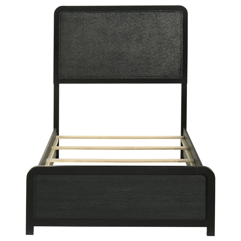 Pemberly Row Mid-Century Twin Panel Bed in Black and Charcoal