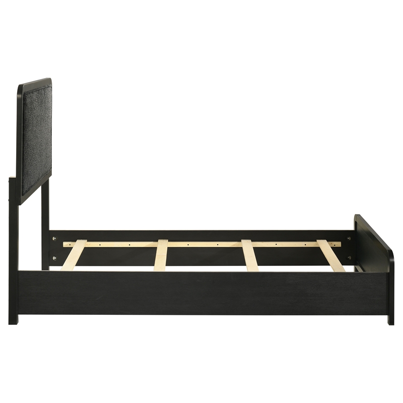 Pemberly Row Mid-Century Twin Panel Bed in Black and Charcoal