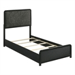 Pemberly Row Mid-Century Twin Panel Bed in Black and Charcoal