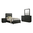 Pemberly Row 4-Piece Mid-Century Modern Twin Bedroom Set in Black