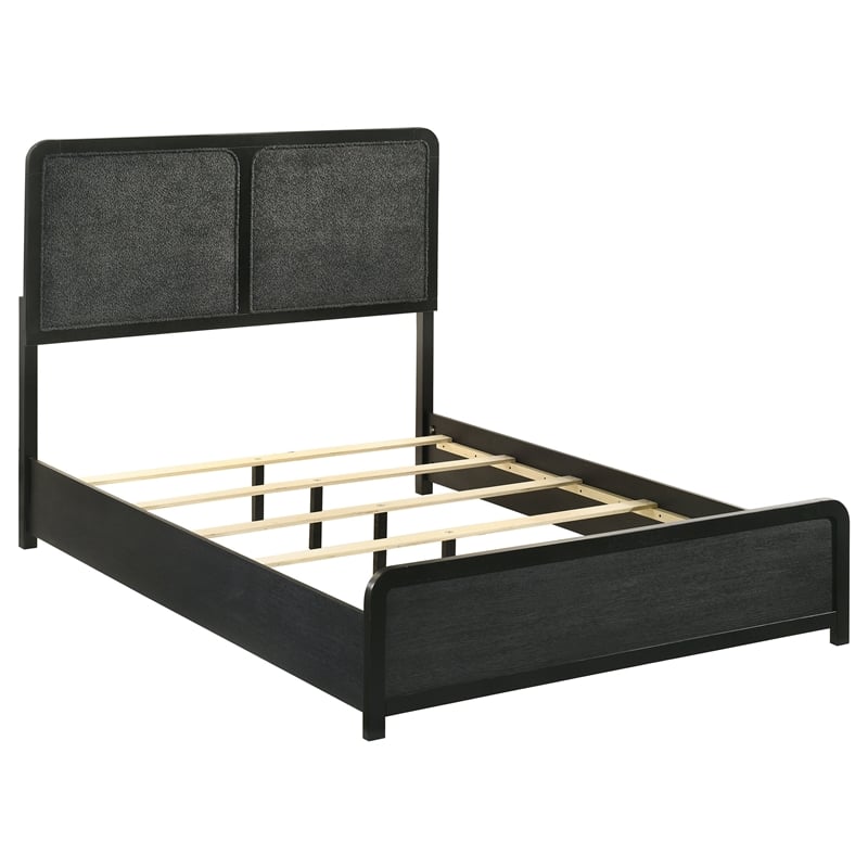 Pemberly Row 5-Piece Mid-Century Modern Full Bedroom Set in Black