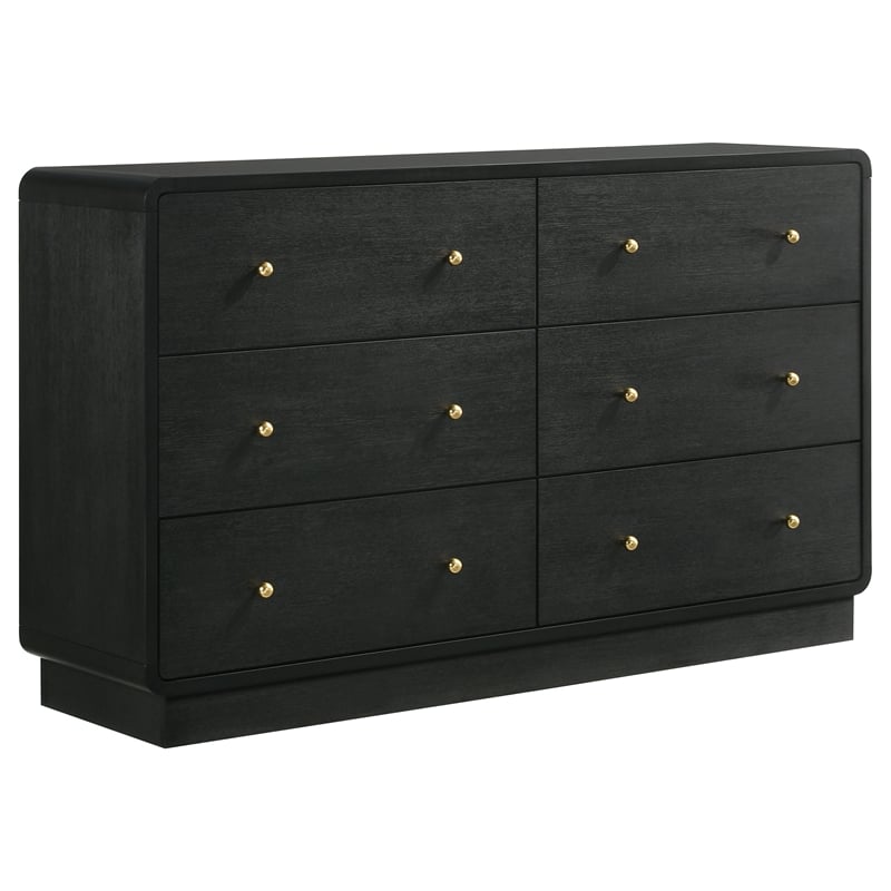 Pemberly Row 5-Piece Mid-Century Modern Full Bedroom Set in Black