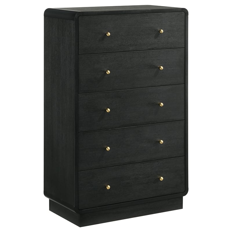 Pemberly Row 5-Piece Mid-Century Modern Full Bedroom Set in Black