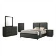 Pemberly Row 5-Piece Mid-Century Modern Full Bedroom Set in Black