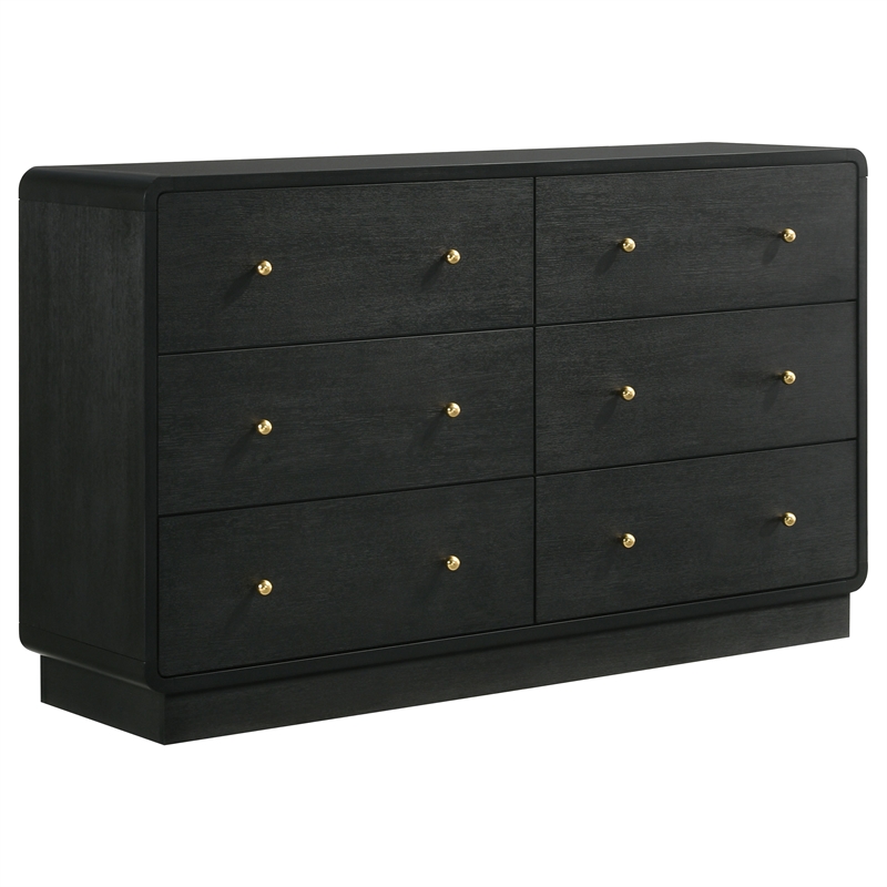Pemberly Row 5-Piece Mid-Century Modern Twin Bedroom Set in Black