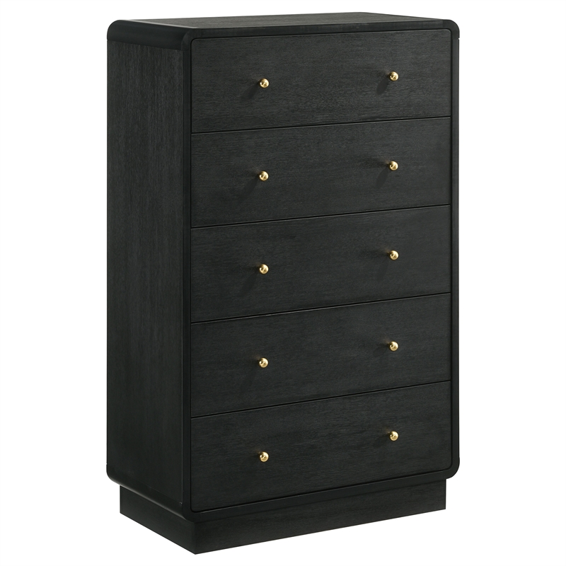 Pemberly Row 5-Piece Mid-Century Modern Twin Bedroom Set in Black