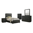 Pemberly Row 5-Piece Mid-Century Modern Twin Bedroom Set in Black