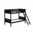 Pemberly Row Convertible Wood Twin Over Twin Bunk Bed in Black