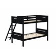 Pemberly Row Convertible Wood Twin Over Twin Bunk Bed in Black
