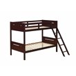 Pemberly Row Convertible Wood Twin Over Twin Bunk Bed in Espresso