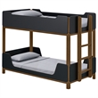 Pemberly Row Transitional Twin Over Twin Wood Bunk Bed in Black and Walnut
