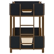 Pemberly Row Transitional Twin Over Twin Wood Bunk Bed in Black and Walnut