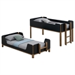 Pemberly Row Transitional Twin Over Twin Wood Bunk Bed in Black and Walnut