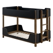Pemberly Row Transitional Twin Over Twin Wood Bunk Bed in Black and Walnut
