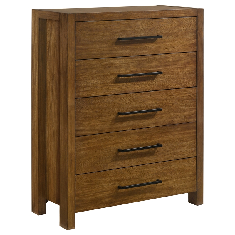 Pemberly Row 5-Piece Eastern King Wood Set in Warm Brown and Cream