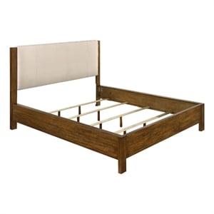 Pemberly Row California King Wood Panel Bed in Cream and Warm Brown