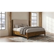Pemberly Row Eastern King Wood Panel Bed in Cream and Warm Brown