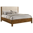 Pemberly Row Eastern King Wood Panel Bed in Cream and Warm Brown