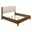 Pemberly Row Eastern King Wood Panel Bed in Cream and Warm Brown