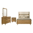 Pemberly Row 4-Piece Wood Eastern King Bedroom Set in Light Oak/Cream