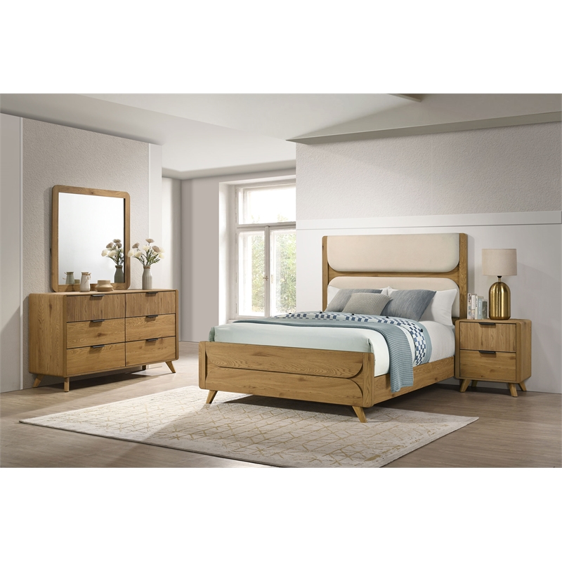 Pemberly Row 4-Piece Wood California King Bedroom Set in Light Oak/Cream