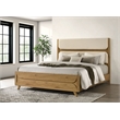 Pemberly Row Mid-Century California King Wood Panel Bed in Cream/Light Oak