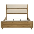 Pemberly Row Mid-Century California King Wood Panel Bed in Cream/Light Oak