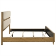 Pemberly Row Mid-Century California King Wood Panel Bed in Cream/Light Oak