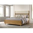 Pemberly Row Mid-Century Eastern King Wood Panel Bed in Cream/Light Oak