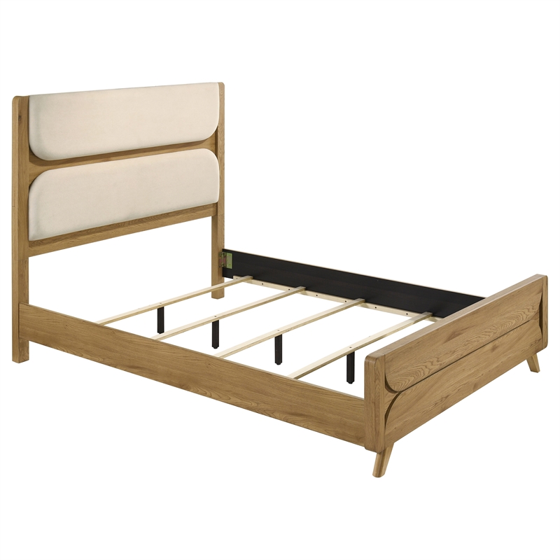 Pemberly Row 5-Piece Wood Queen Bedroom Set in Light Oak/Cream