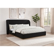 Pemberly Row California King Upholstered Wingback Platform Bed in Black