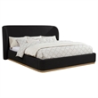 Pemberly Row California King Upholstered Wingback Platform Bed in Black