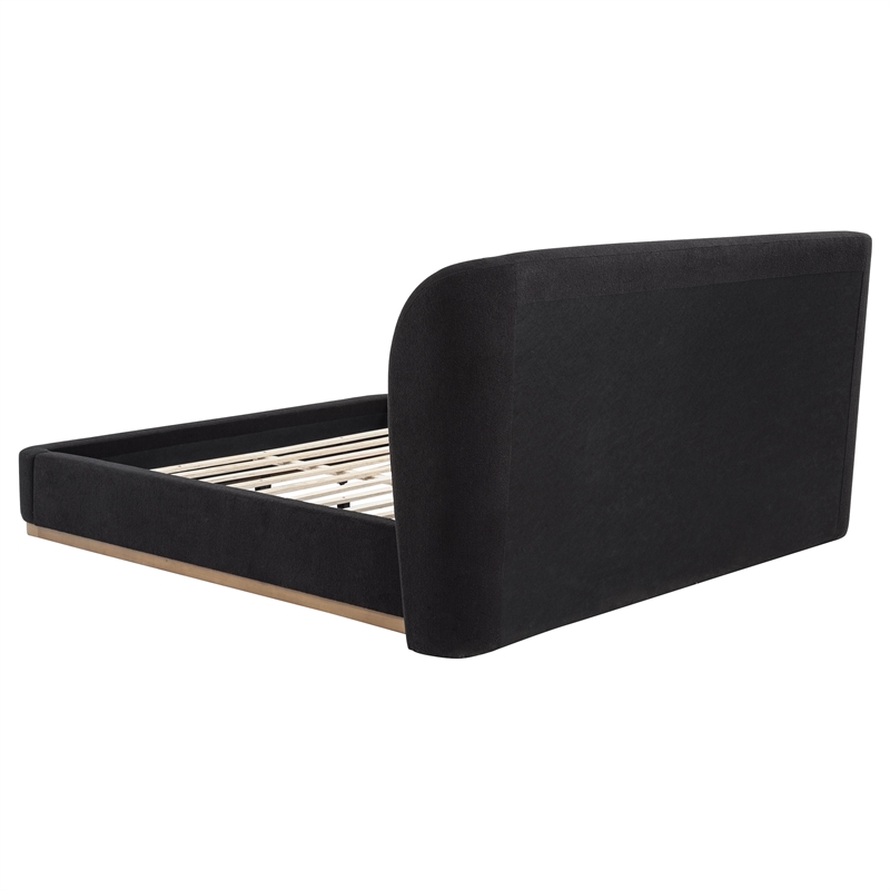 Pemberly Row California King Upholstered Wingback Platform Bed in Black