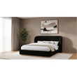 Pemberly Row Eastern King Upholstered Fabric Wingback Platform Bed in Black
