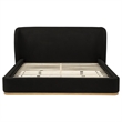 Pemberly Row Eastern King Upholstered Fabric Wingback Platform Bed in Black