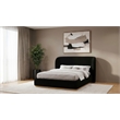 Pemberly Row Queen Upholstered Fabric Wingback Platform Bed in Black