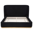 Pemberly Row Queen Upholstered Fabric Wingback Platform Bed in Black