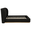 Pemberly Row Queen Upholstered Fabric Wingback Platform Bed in Black