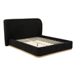 Pemberly Row Queen Upholstered Fabric Wingback Platform Bed in Black