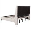 Pemberly Row Eastern King Upholstered Fabric Wingback Platform Bed in Beige