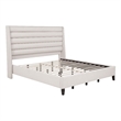 Pemberly Row Eastern King Upholstered Fabric Wingback Platform Bed in Beige