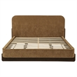 Pemberly Row Fabric California King Platform Bed in Curry Yellow/Walnut