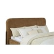Pemberly Row Fabric California King Platform Bed in Curry Yellow/Walnut