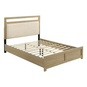Pemberly Row Transitional Queen Wood Platform Bed in Light Oak