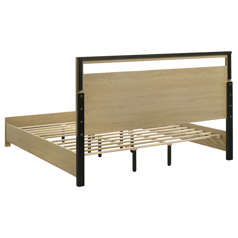 Pemberly Row 4-Piece Wood Eastern King Bedroom Set in Light Oak
