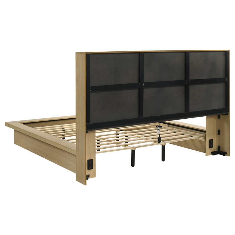 Pemberly Row 5-Piece Wood California King Bookcase Bedroom Set in Light Oak
