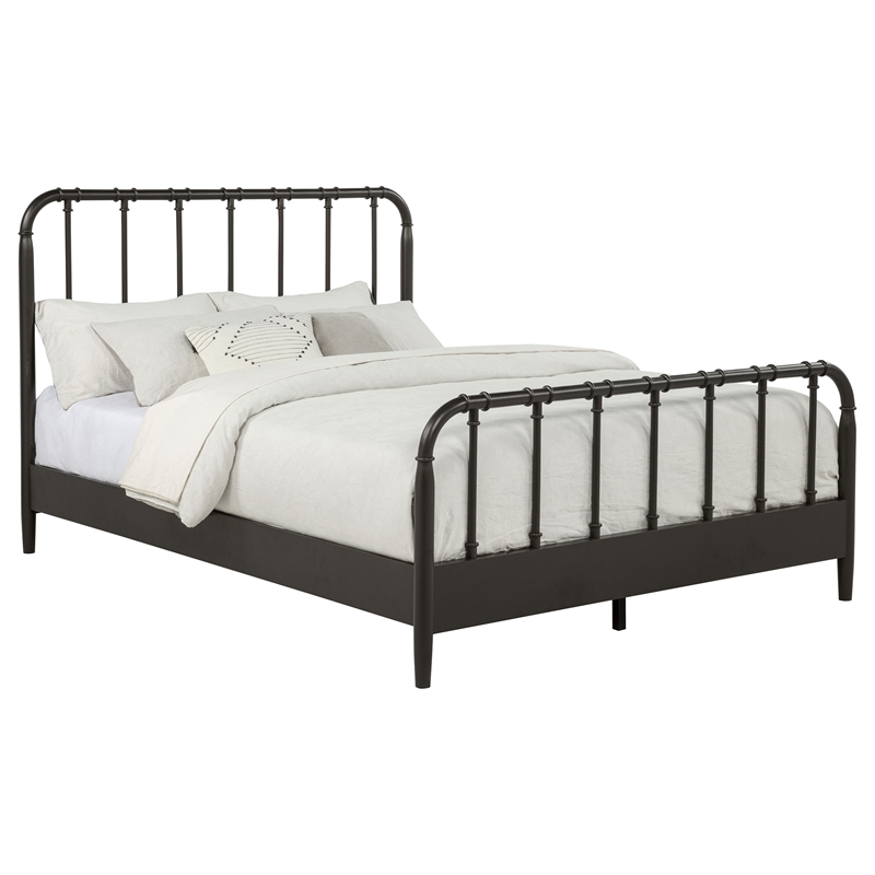 Pemberly Row All Wood Water Pipe Open Frame Queen Bed in Dark Bronze