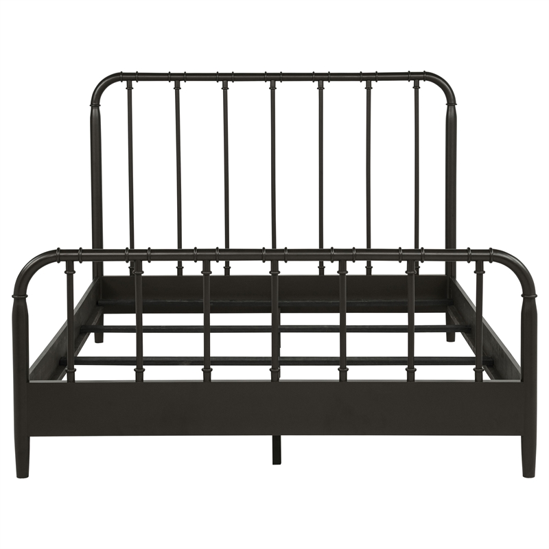 Pemberly Row All Wood Water Pipe Open Frame Queen Bed in Dark Bronze