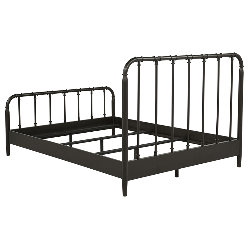 Pemberly Row All Wood Water Pipe Open Frame Queen Bed in Dark Bronze